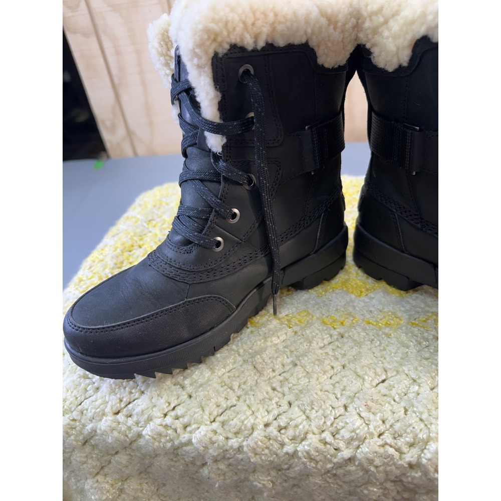 Sorel Lennox Moto Black Leather‎ Shearling Waterproof Winter Boots NL4471-010 6